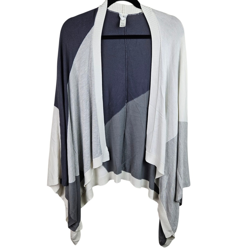 Lululemon Open Front Cape Shawl OS One Size Gray Cream Viscose Silk Knit Sweater